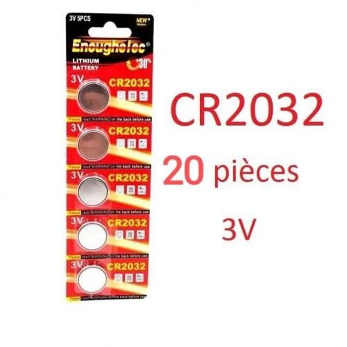 EnoughElec 20 pièces pile de lithium Batterie 3V CR2032 / DL2032