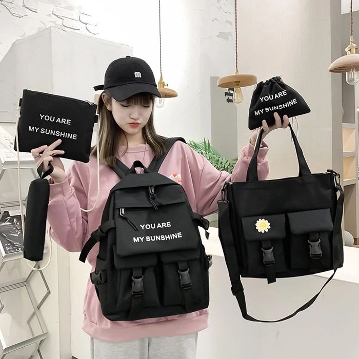 Lot de 5 sacs kawaii multifonctions pour adolescentes - Noire