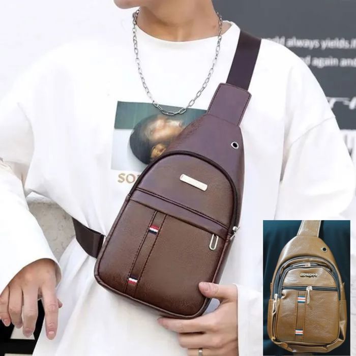 Sac à bandoulière en cuir pu pour hommes , sacoche de voyage (Attendez-vous à une subtile différence)