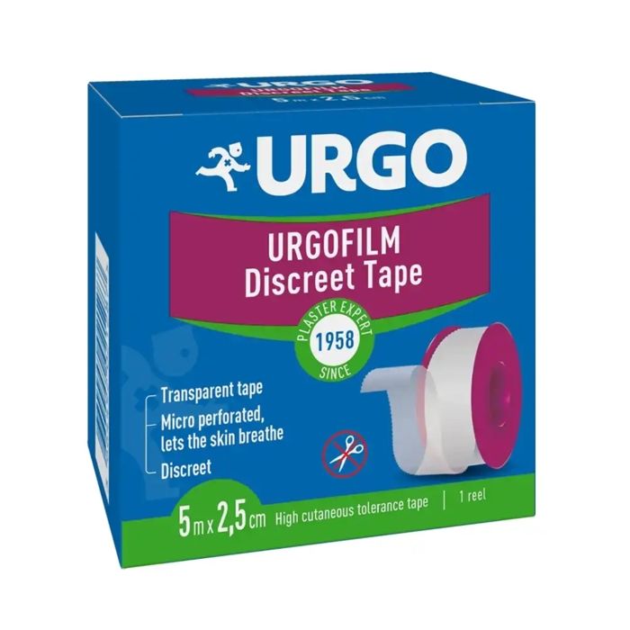 Sparadrap - Urgo - Film Discreet Tape - Transparent - Hypoallergénique - 5M x 2.5Cm