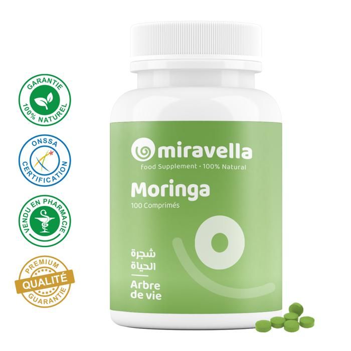 Complément Alimentaire - Miravella - Moringa - 100% Naturel - 100 Comprimés - Antioxydants