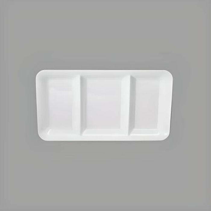Assiette en Mélamine - Non spécifié - 3 Compartiments - Blanc - Pratique - Durable