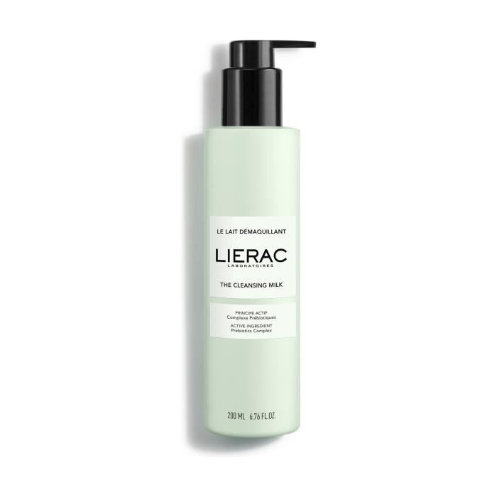 Lait démaquillant - LIERAC - Prébiotique Marin - 200ml - Tous types de peau - Sans parabène
