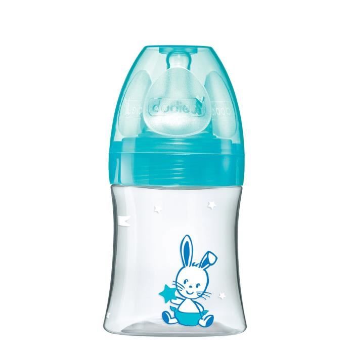 DODIE Biberon Initiation+ 150ml TRANSPARENT VALENTIN LAGOON - 0-6 mois - tétine ronde 3 vitesses - débit 1