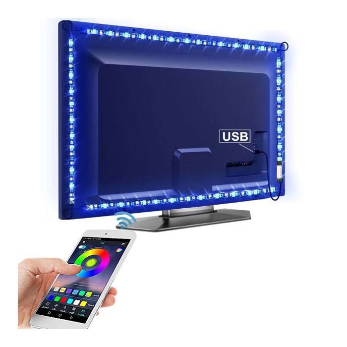 Bande lumineuse led, contrôle par téléphone, rétroéclairage pour la télévision