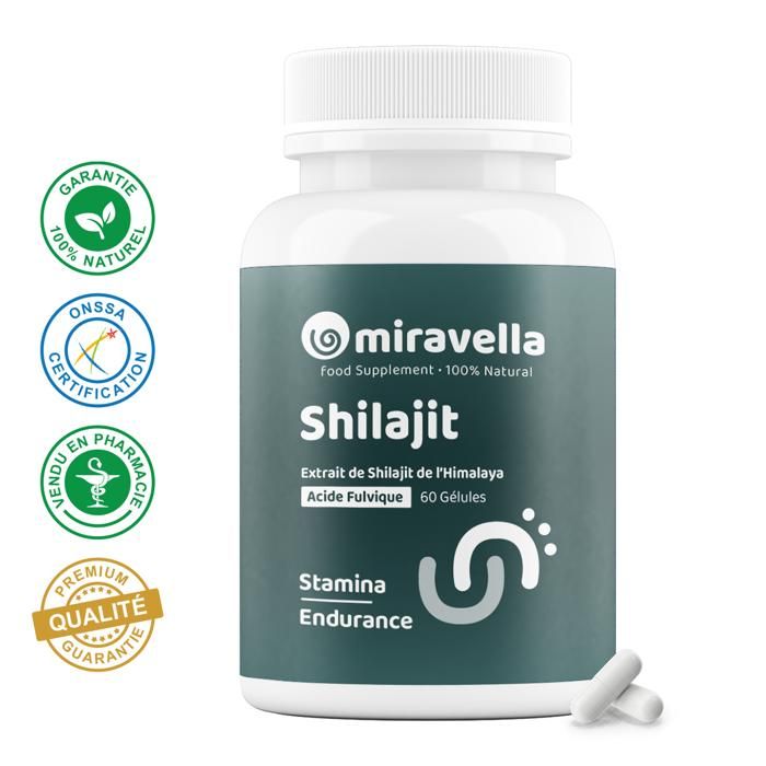 Shilajit - Miravella - Himalaya - 60 gélules - 100% naturel - Énergie et vitalité