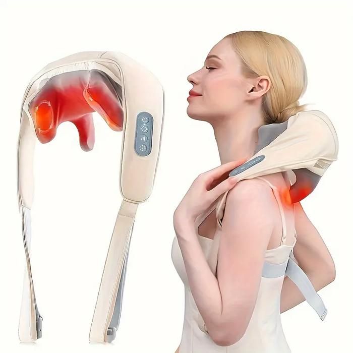 Masseur électrique pour le cou et le dos avec paquet de chaleur, sans fil, pour le cou et les épaules, massage à la pâte
