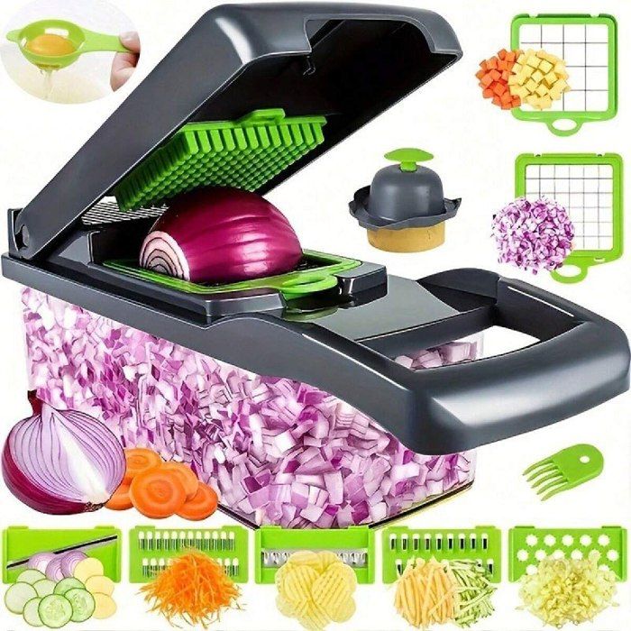 Ensemble Coupe-Légumes Multifonction – Mandoline avec Lames Interchangeables (couleur selon le stock)
