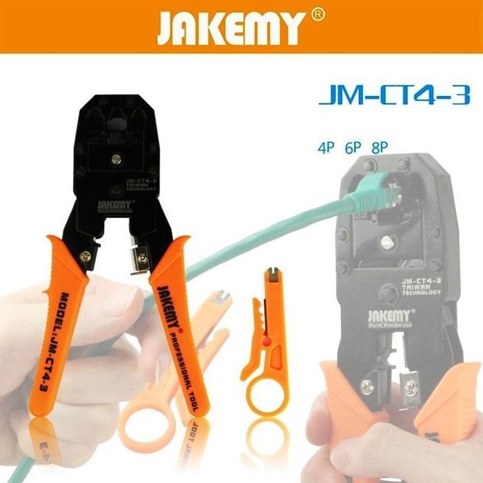 Jakemy Pince outil et sertissage de câble téléphonique réseau multifonction 8p 6p 4p RJ45 RJ11 RJ12