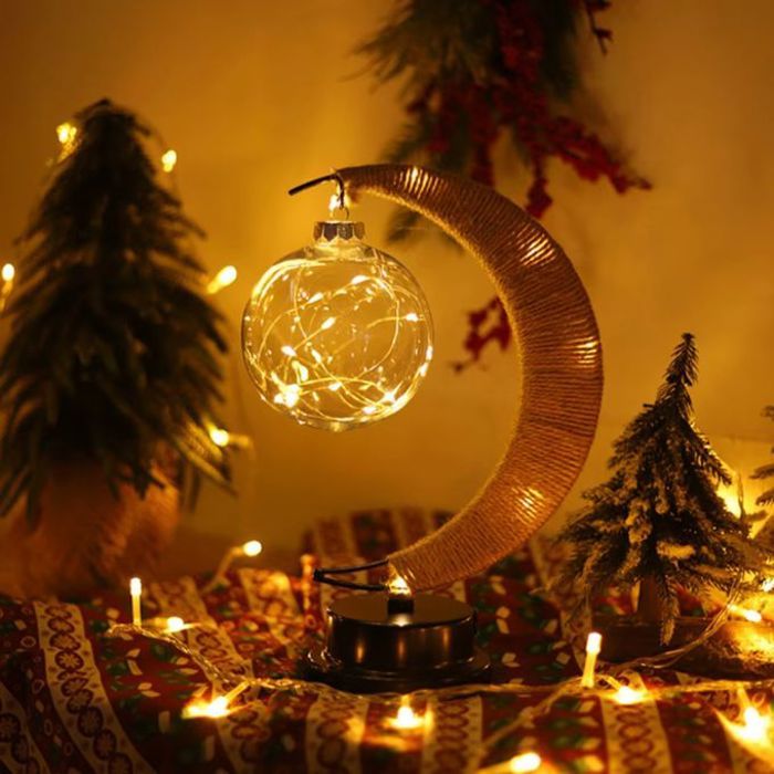 Lampe décorative - LED - Lune et Boule Ronde - Fer - Ambiance Chaleureuse - Design Élégant