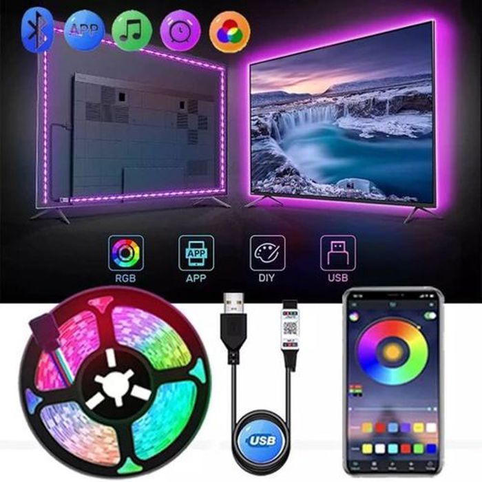 Bande lumineuse LED - Lomota - 5m - RGB - Contrôle Bluetooth - Flexible - USB 5V