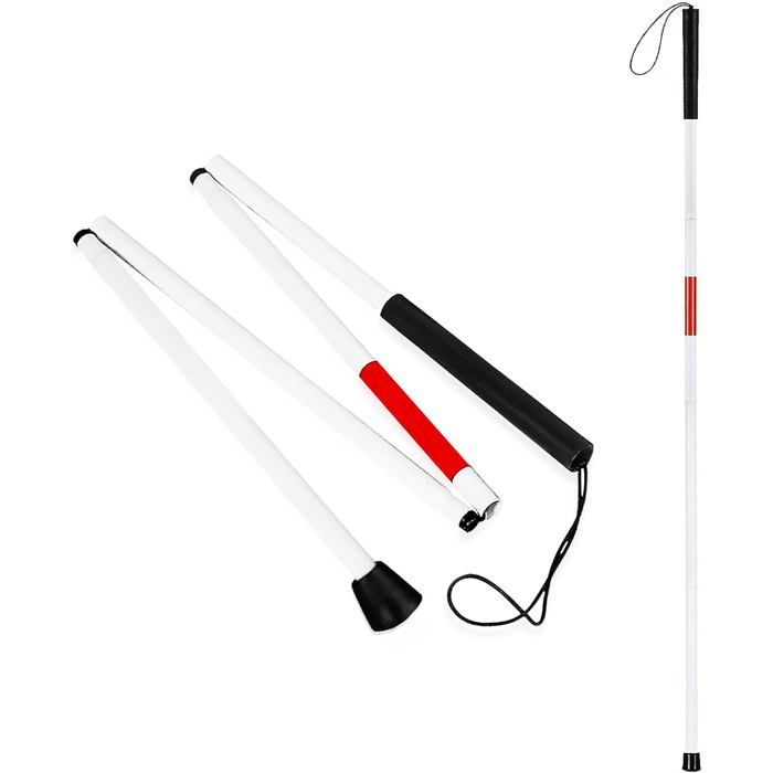 Canne Aveugle, ,  Pliable, 4-Sections  en Alliage d'Aluminium, et Personnes Âgées