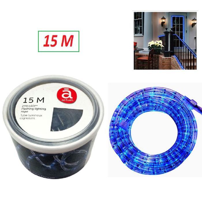 Tube lumineux clignotant bleu 270 led 15m 230v