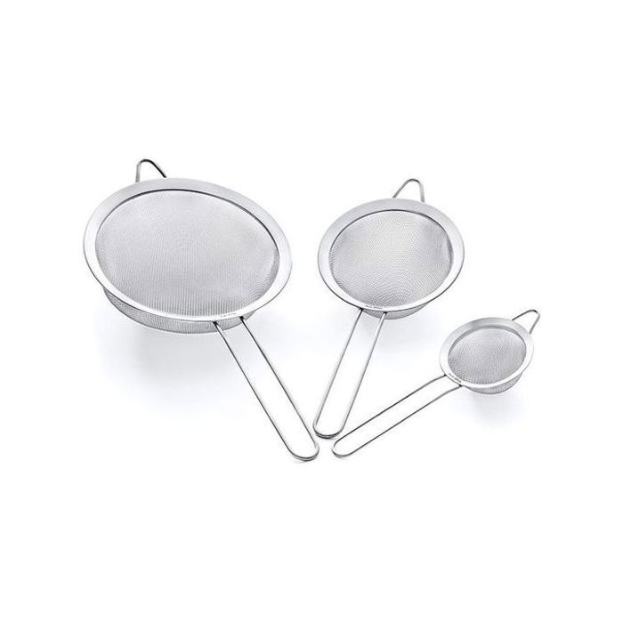 Lot de 3 Passoires de Cuisine en INOX : Mailles Fines, Idéal pour Farine, Poudres, Thé