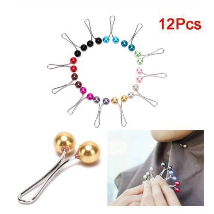 Pack de 12 clips pour hijab - GENERIC - Écharpe - Multicolore - Acier inoxydable - Femme