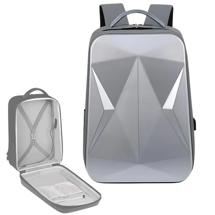 Sac à dos - MARQUE - Modèle - Protection optimale - Design élégant - Gris