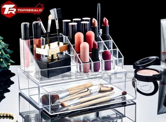 Coffret Organisateur de Maquillage - Transparent - Acrylique - 18x10.5x10 cm - Personnalisable