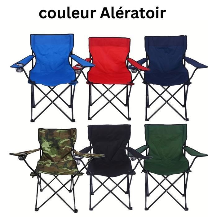 Chaise de camping Tabouret Siège de plage Fauteuil porte-gobelet Bleu (Couleur aléatoire)