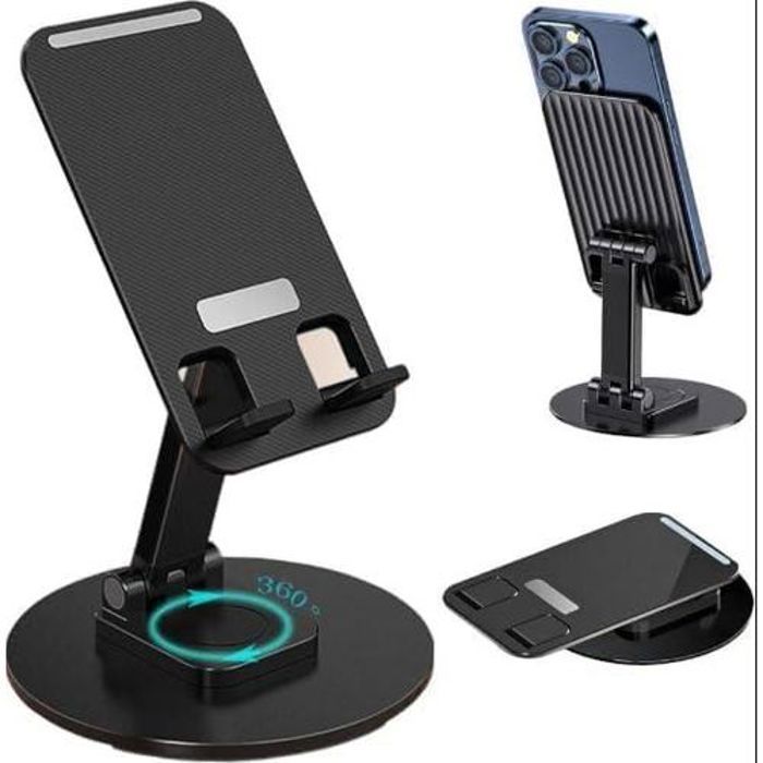 Support de Téléphone Portable Rotatif à 360° Pliable et Réglable,