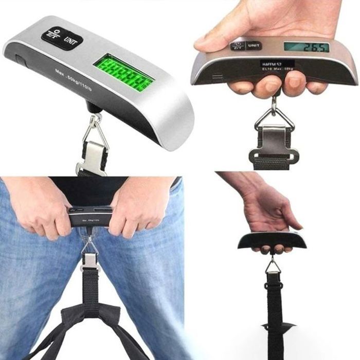 Pèse-bagage électronique portable avec écran LCD numérique, capacité de 50kg,