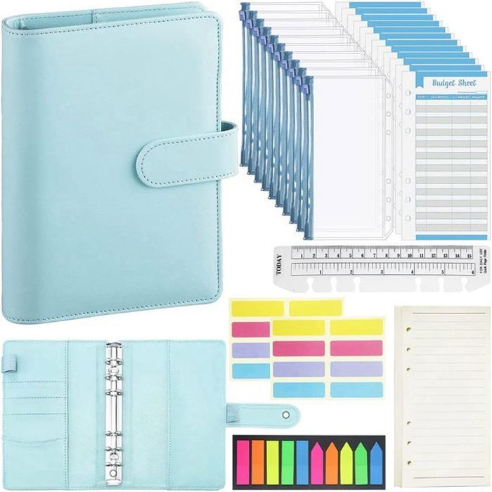Carnet de notes A6 à feuilles mobiles,planificateur de Budget, enveloppe d'épargne d'argent,6 trous