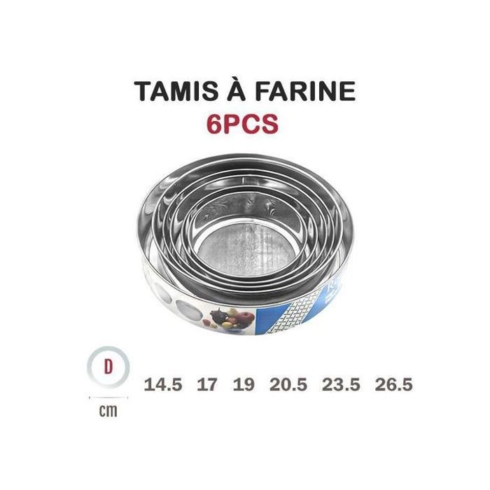 Lot de 6 Passoires Rondes en Acier Inoxydable - Tamis à Farine de Différentes Tailles