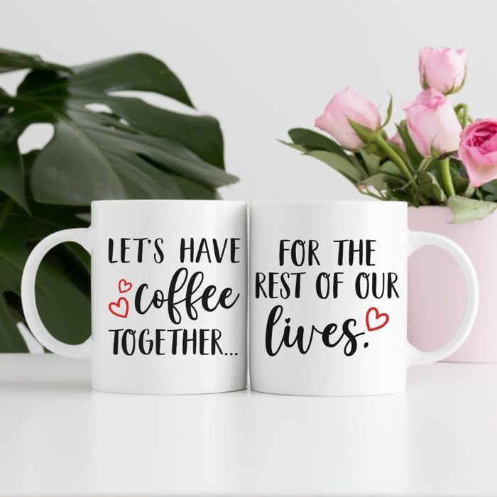 Ensemble de tasses à café Forever Together - Tasses en céramique pour elle et lui, parfaites pour les couples, les fiançailles, le m