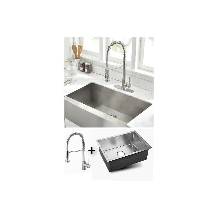Evier de cuisine - SM - Inox noir - Mitigeur inclus - Accessoires de cuisine - Contemporain