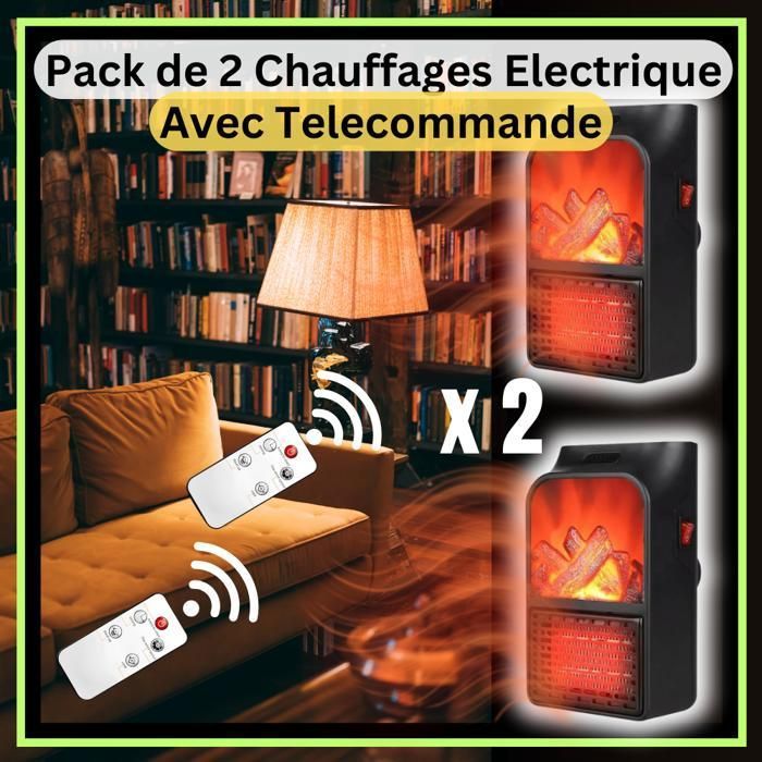 Pack de X 2 Flamme Heaters : Doublez votre confort cet hiver avec Chauffage Electrique avec Telecommande.