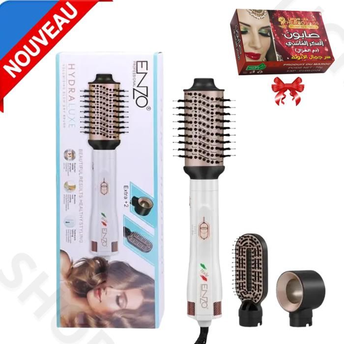 Brosse Chauffante Lissante Enzo EN-740 – 3-en-1 en Céramique pour un Coiffage Parfait