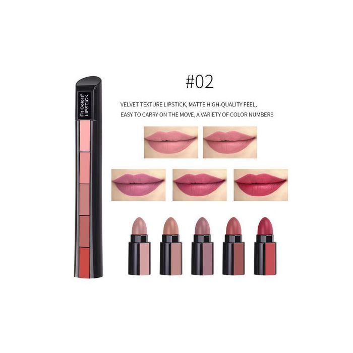 Kit de rouge à lèvres mat 5 en 1,résistant à l'eau, longue durée (Nude)