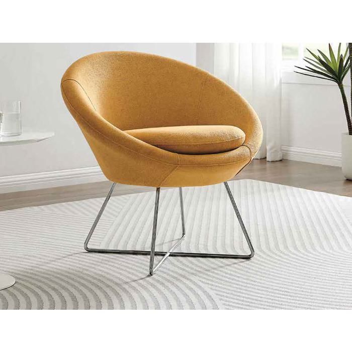 Fauteuil d’appoint - DANSMAMAISON - BABETH - Velours jaune - 1 place - 84x81x70cm