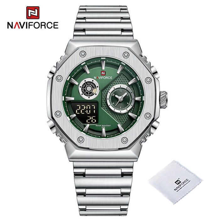 NAVIFORCE NF9216S NOUVEAU STYLE À LA MODE DIAL TEMPS Affichage LCD Digital Quartz Quartz Lumineux Résistant à l'eau MAN