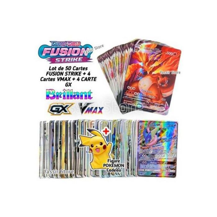 Pokemon - lot de 50 cartes fusion strike + 8 vmax cadeau