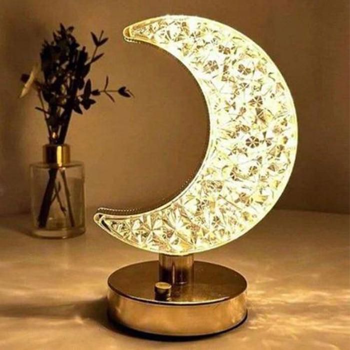 Lampe de Table Décoration Tactile Cristal en Forme de Lune