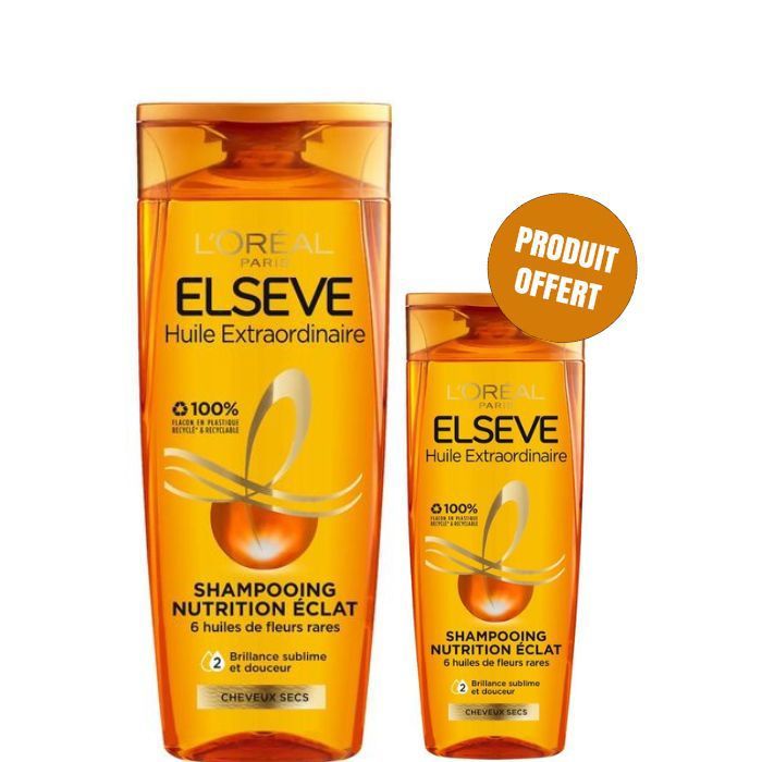 Lot Elseve Huile Shampooing cheveux normaux à secs 600 ml + Shampooing 200 ml
