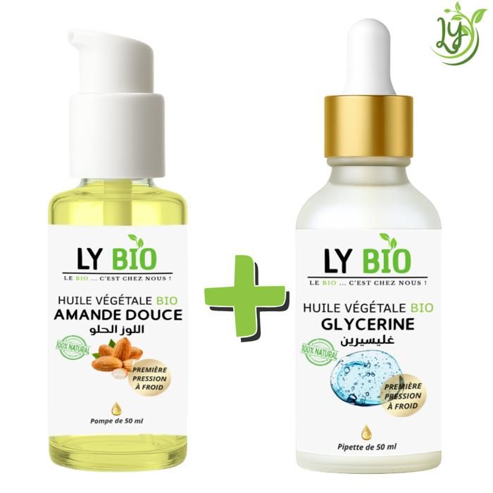 LYBIO PACK HUILE AMANDE DOUCE 50ML - POMPE + HUILE GLYCERINE 50ML - PIPETTE