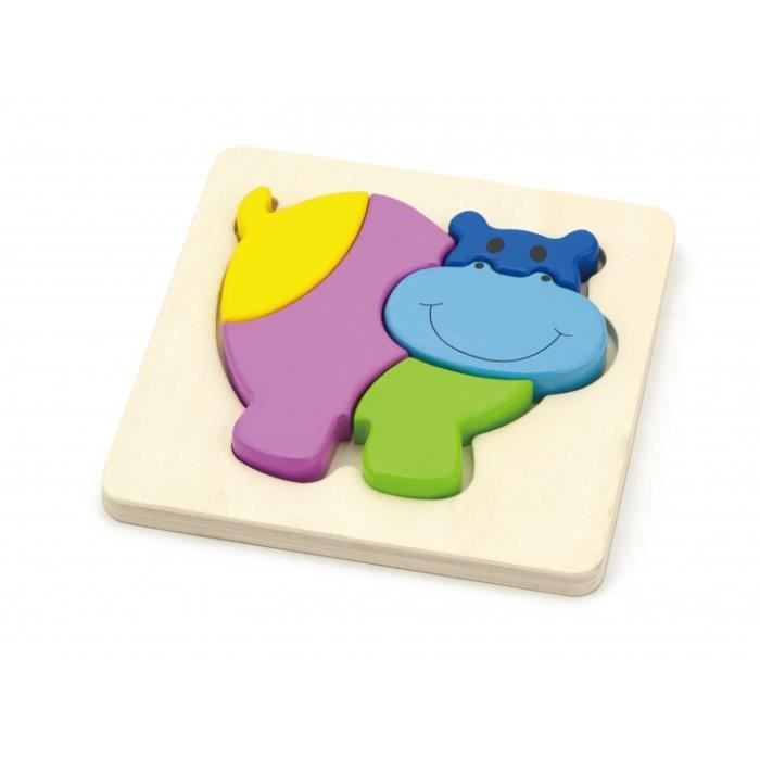 Puzzle en bois hippopotame - Pour enfant - 5 pièces