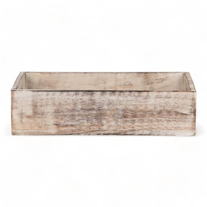 PLATEAU MANGO ENGRAVE NATURAL BLANC EN MDF 30X20X8 CM