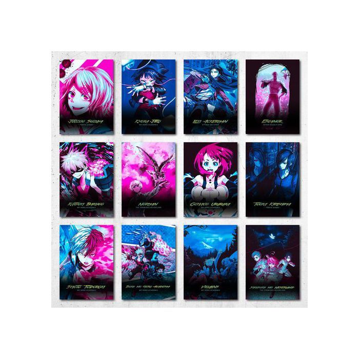 Posters A5 - Unique Main Anime Characters - Collection 5 - 12 Posters - Papier photo 350g - Décoration murale