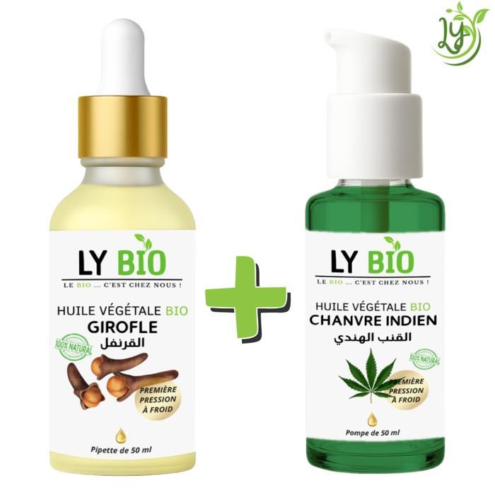 LYBIO PACK HUILE GIROFLE 50ML - PIPETTE + HUILE CHANVRE 50ML - POMPE
