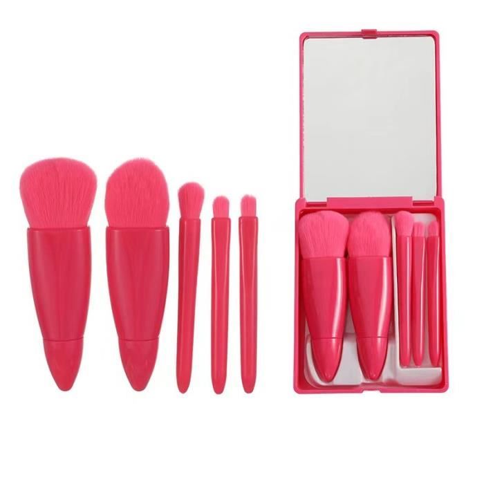 Rose-Ensemble de pinceaux de maquillage miroir moelleux doux, fond de teint cosmétique, fard à joues en poudr