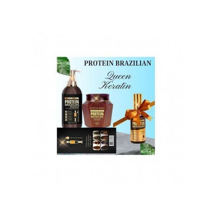 keratine queen SET – SHAMPOING + MASK + HUILE -PROTÉINE BRÉSILIENNE ET HUILE ARGAN