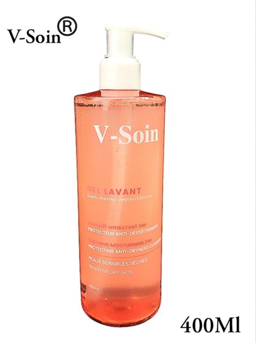 Gel nettoyant, Nettoyant doux protecteur anti-dessèchement sans savon.