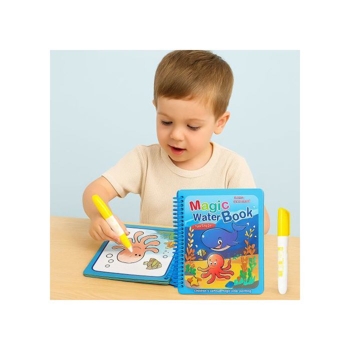 Livre Magique de Dessin à l'Eau Réutilisable pour Enfants – Jouet Éducatif Montessori avec Stylo Inclus