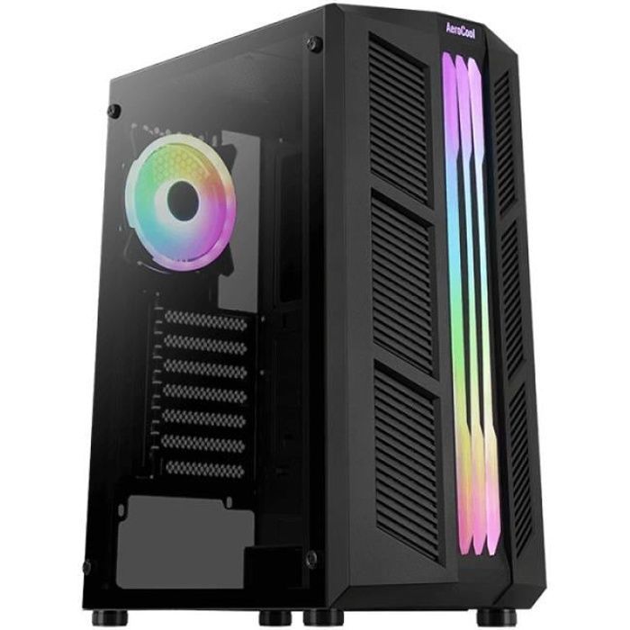 aerocool boitier moyen tour atx aerocool prime rgb avec panneau vitré (noir)