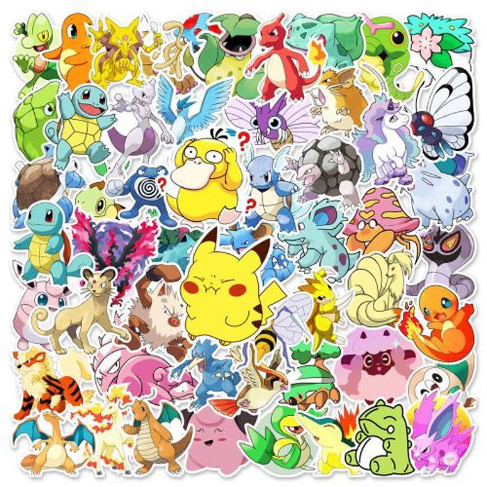 Stickers 50Pcs Classic Anime Pokemon Cartoon Stickers for Kids