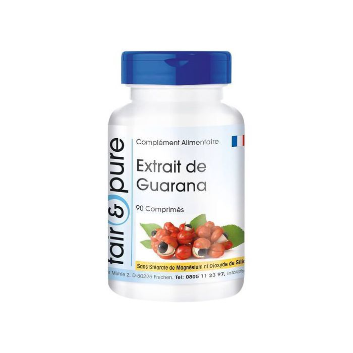 Fair & pure Extrait de Guarana 300mg - caféine naturelle - 90 comprimés - Made in Germany