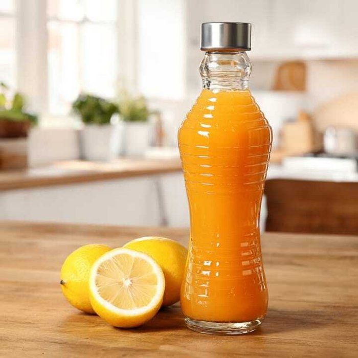 Bouteille en verre incurvée avec bouchon inox – Élégance et moderne 1L