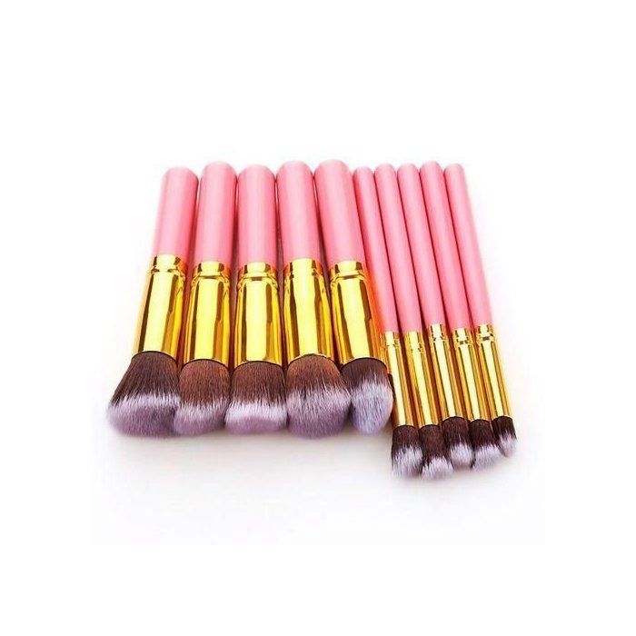 10 Pinceaux de maquillage outils de beauté professionnelle, Rose